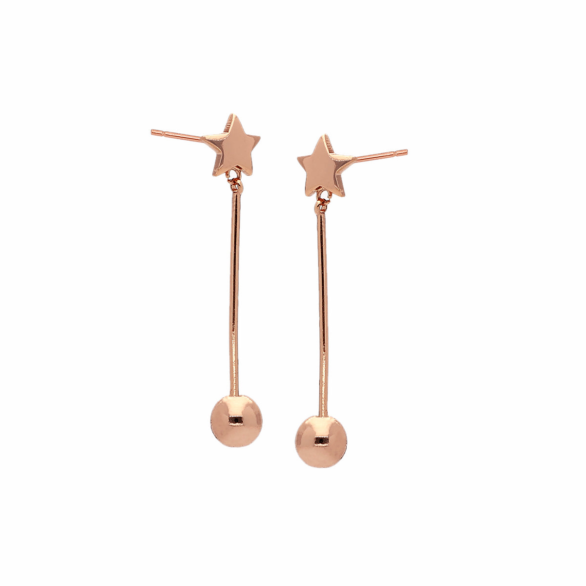 Rose Gold Plated Star Drop Earrings