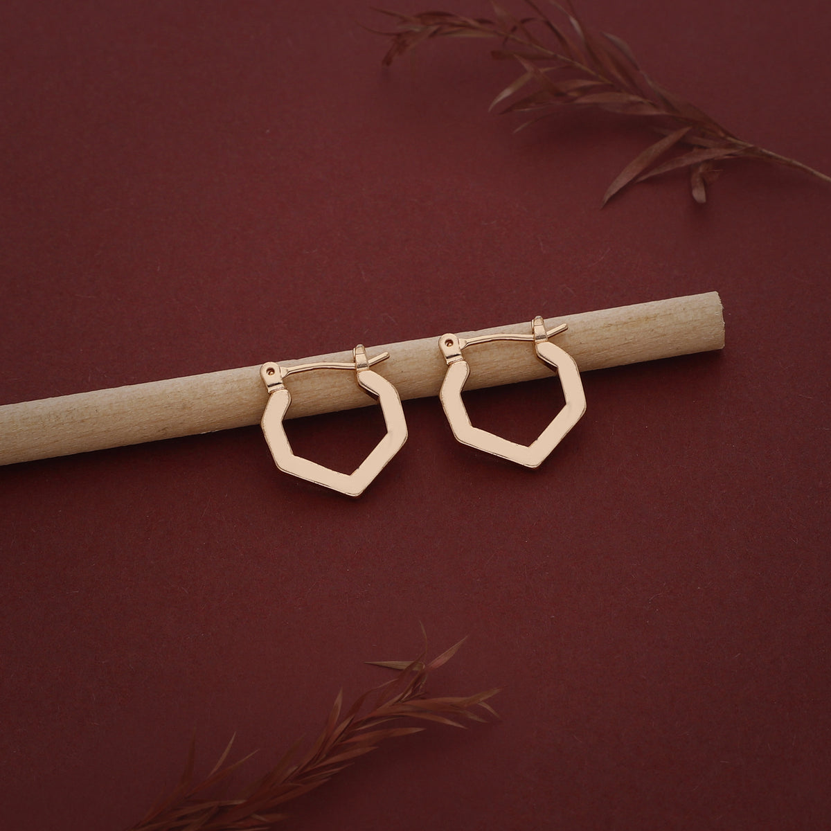 Hexagon Hoop Earring