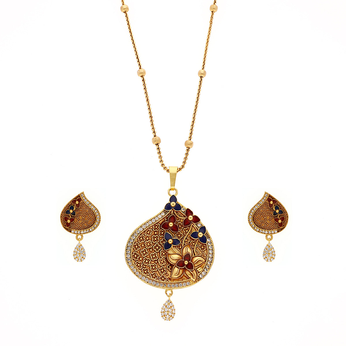 Gold Plated Statement Maroon Jewellery