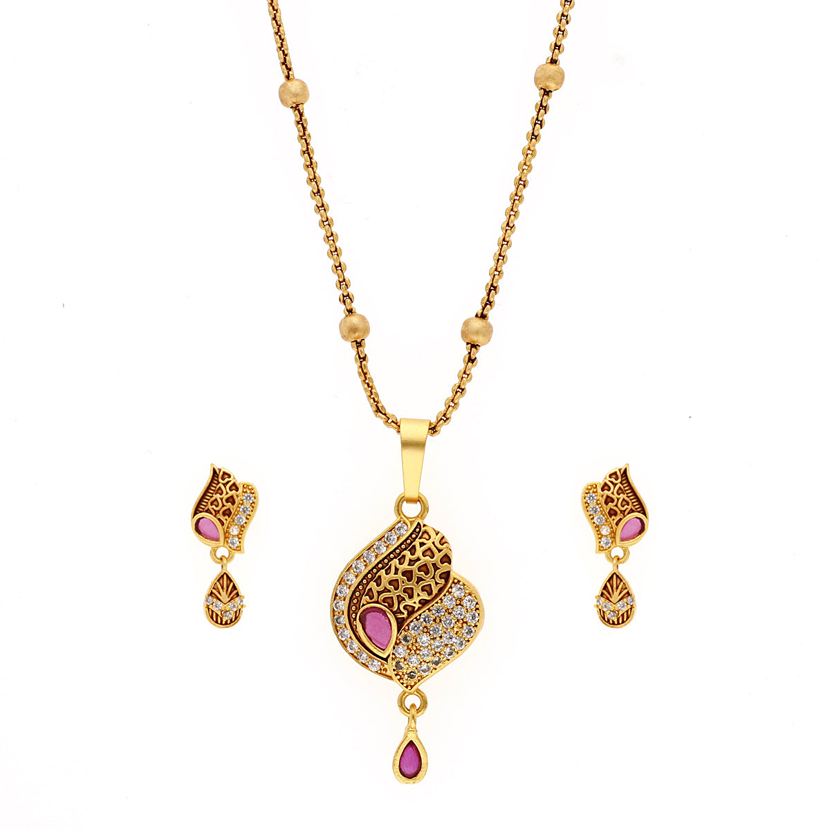 Gold Plated Pretty Maroon Jewellery