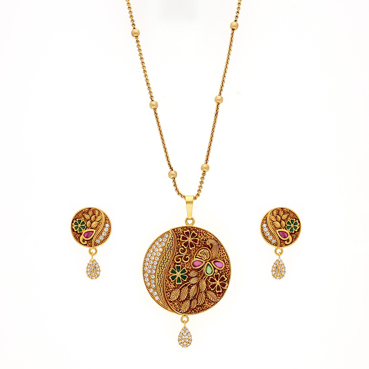 Gold Plated Floral Multicolor Jewellery