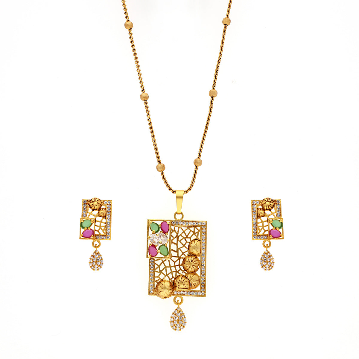 Gold Plated Minimal Green Jewellery