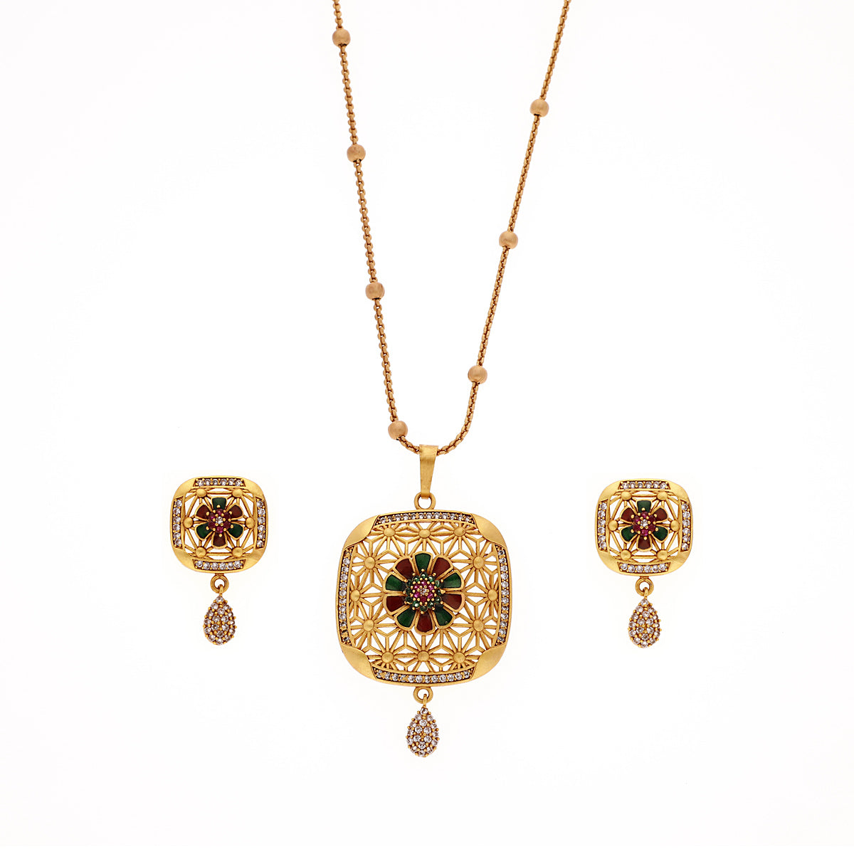 Gold Plated Traditional Green Jewellery