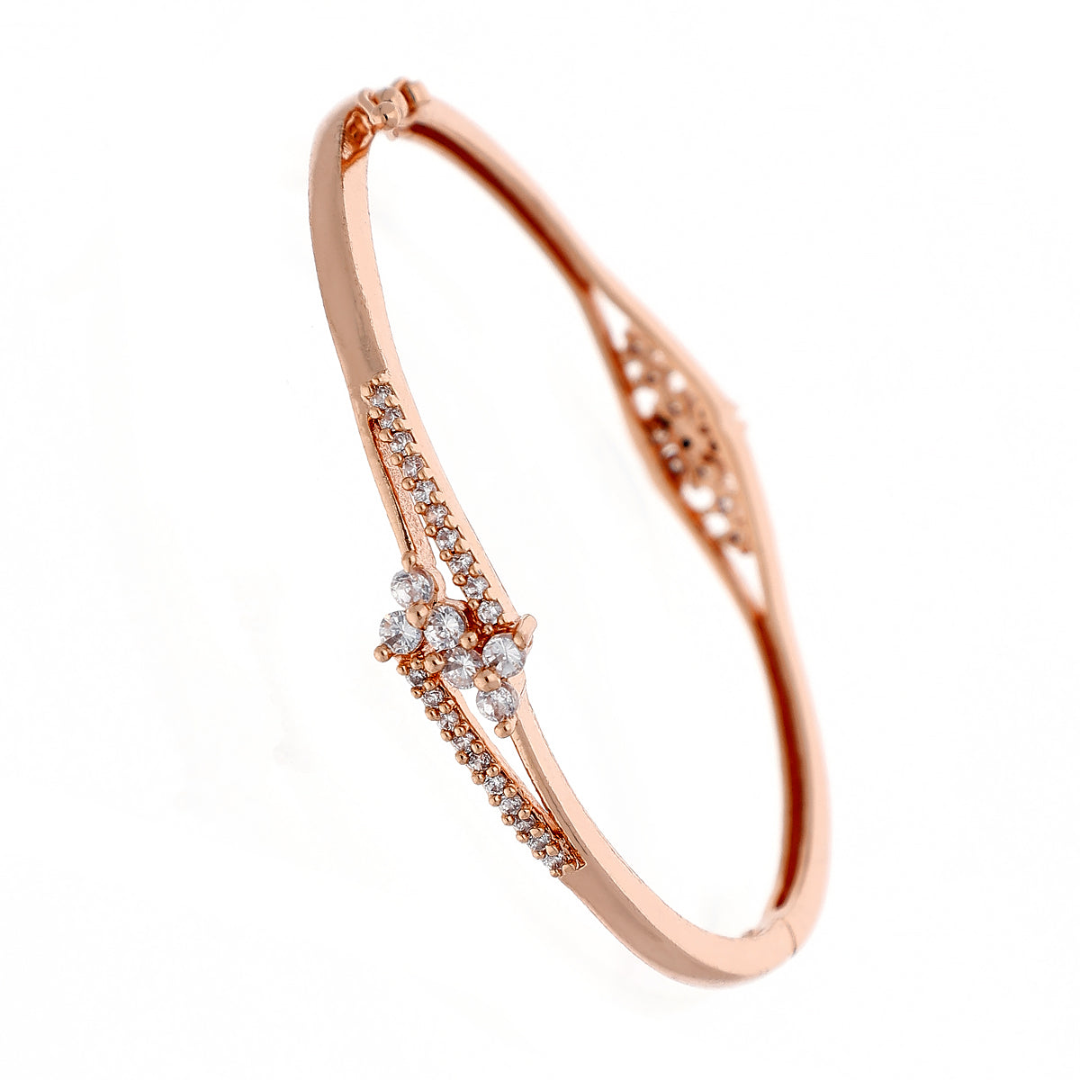Gold Plated Classic Kada Cubic Zirconia Bracelet