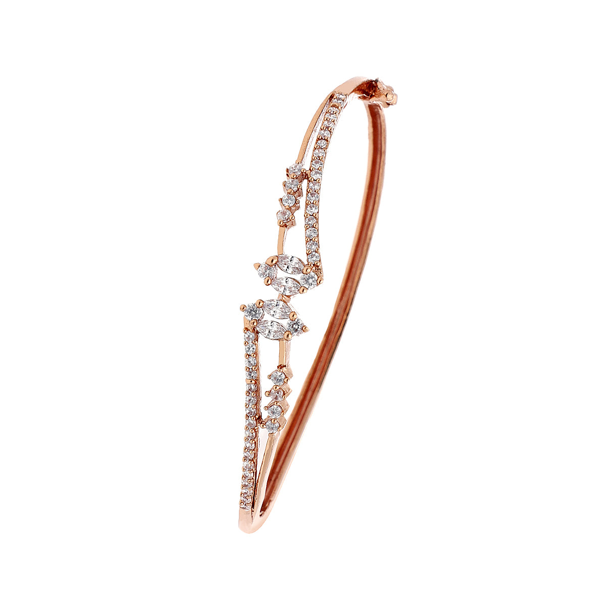 Gold Plated Statement Kada Cubic Zirconia Bracelet