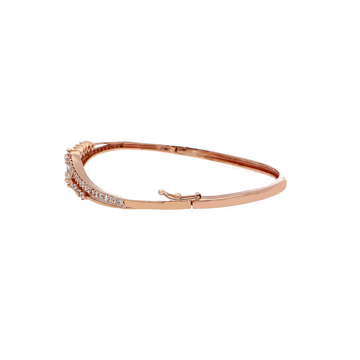 Gold Plated Statement Kada Cubic Zirconia Bracelet