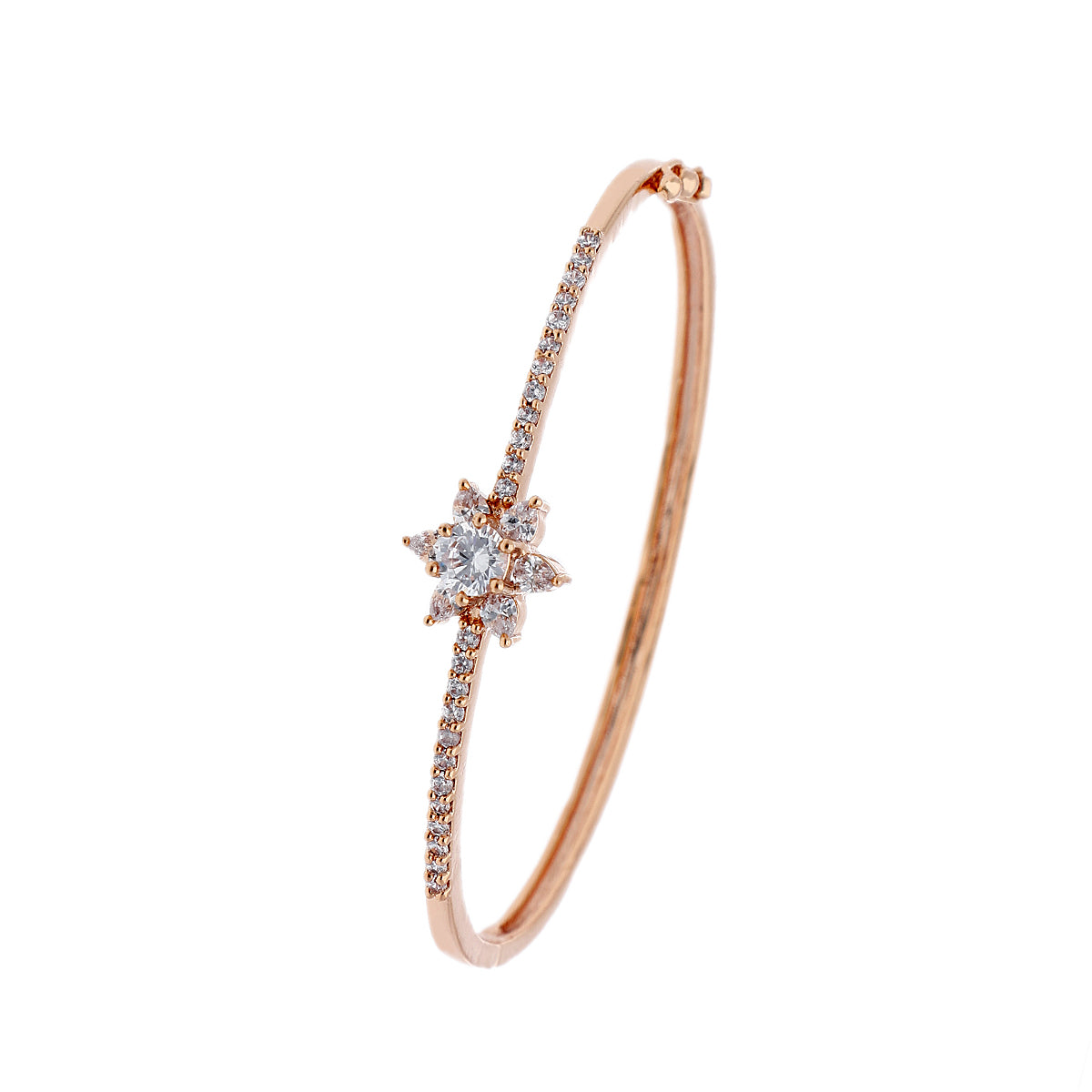 Gold Plated Modern Kada Cubic Zirconia Bracelet