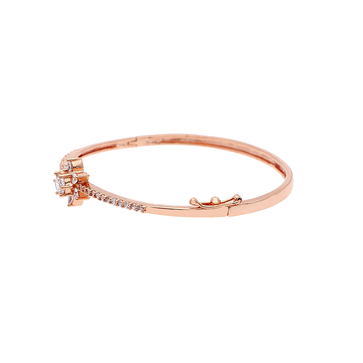 Gold Plated Modern Kada Cubic Zirconia Bracelet