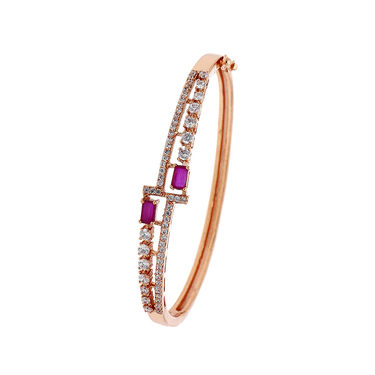 Gold Plated Pretty Kada Cubic Zirconia Bracelet