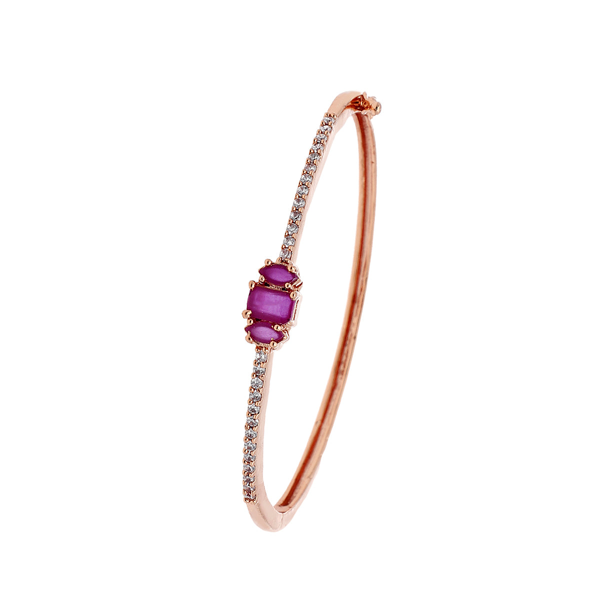 Gold Plated Statement Kada Cubic Zirconia Bracelet