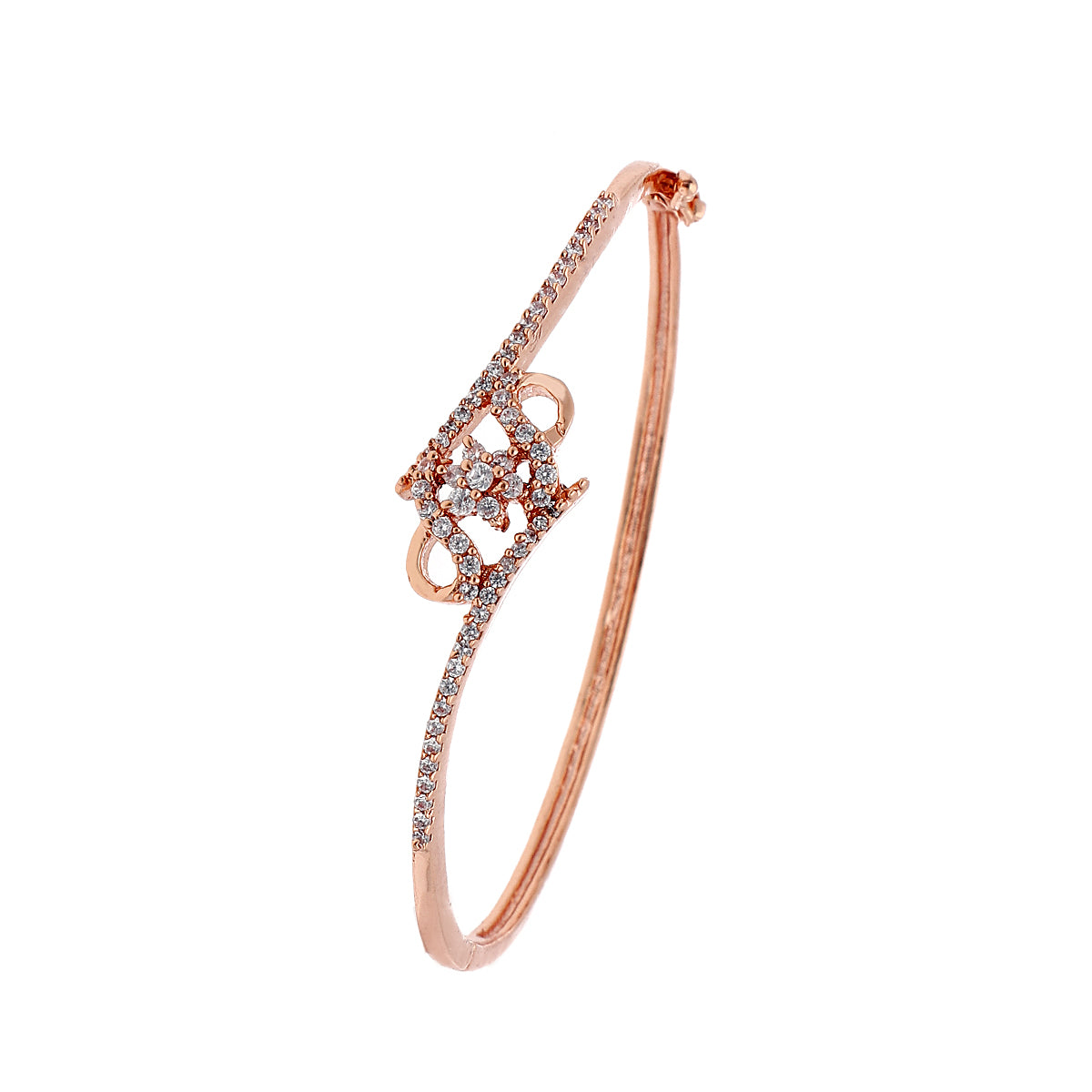 Gold Plated Modern Kada Cubic Zirconia Bracelet