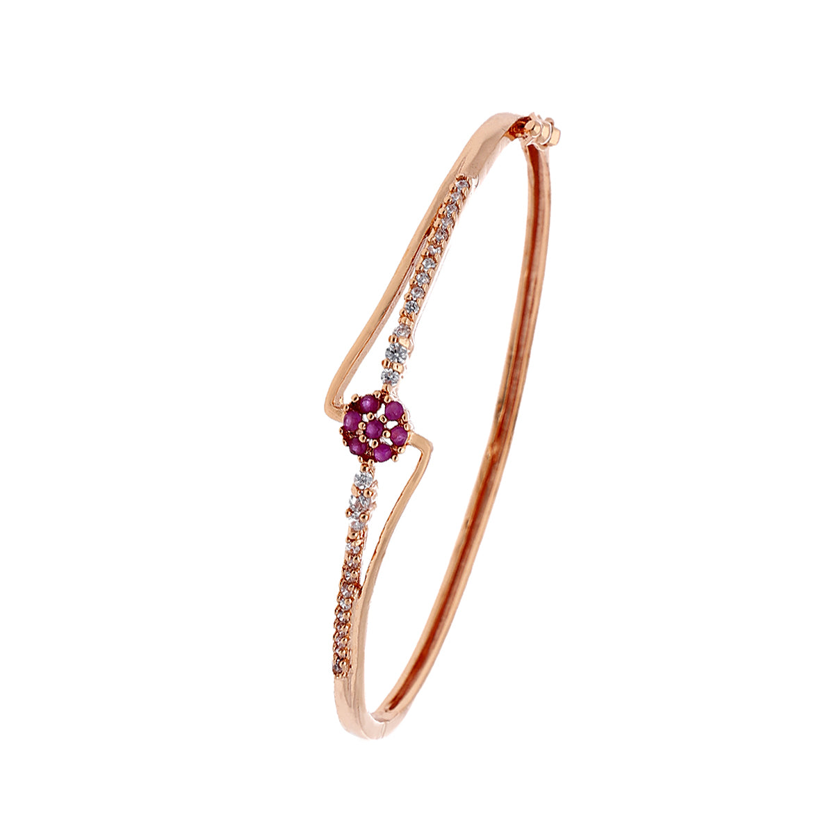 Gold Plated Dainty Kada Cubic Zirconia Bracelet