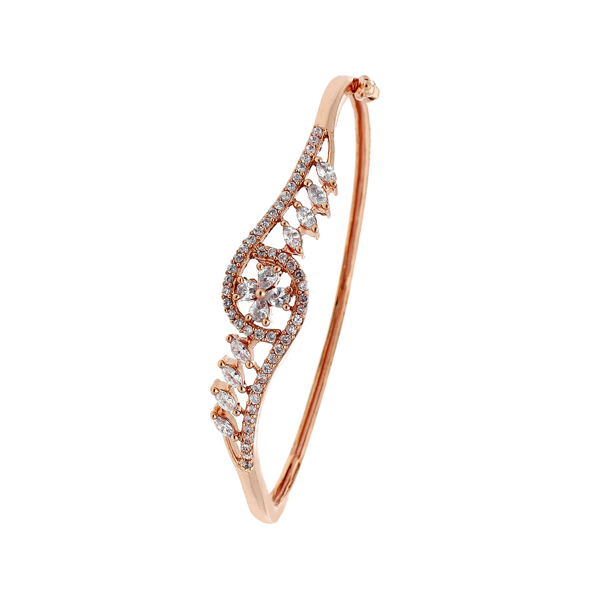 Gold Plated Pretty Kada Cubic Zirconia Bracelet