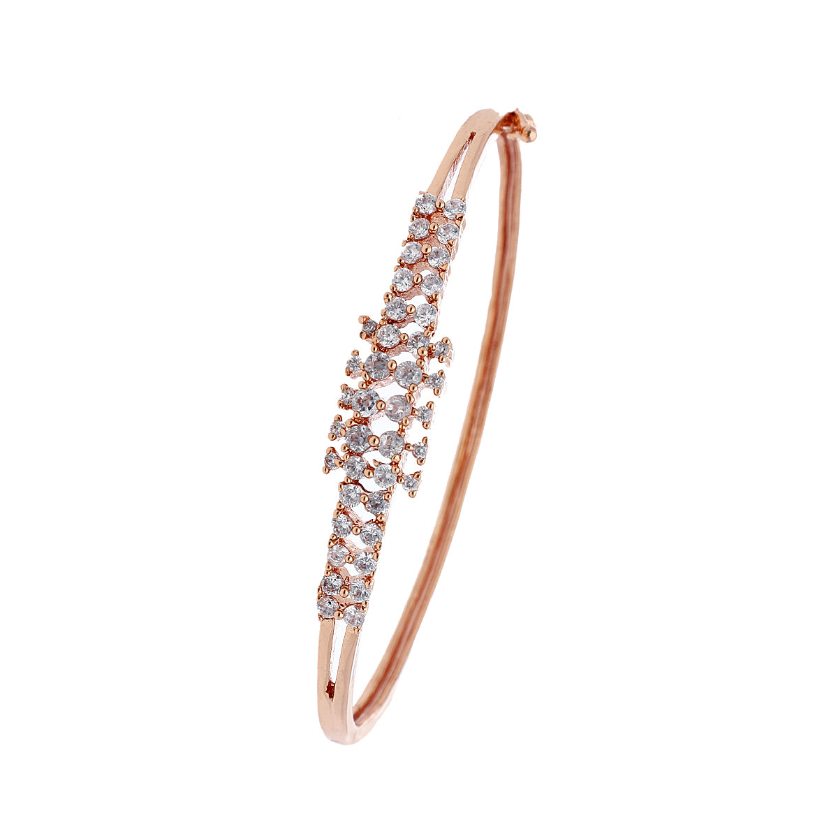 Gold Plated Statement Kada Cubic Zirconia Bracelet