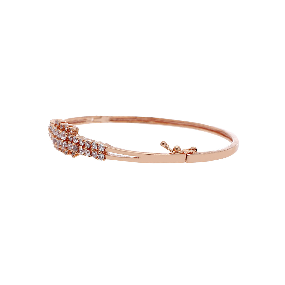 Gold Plated Statement Kada Cubic Zirconia Bracelet