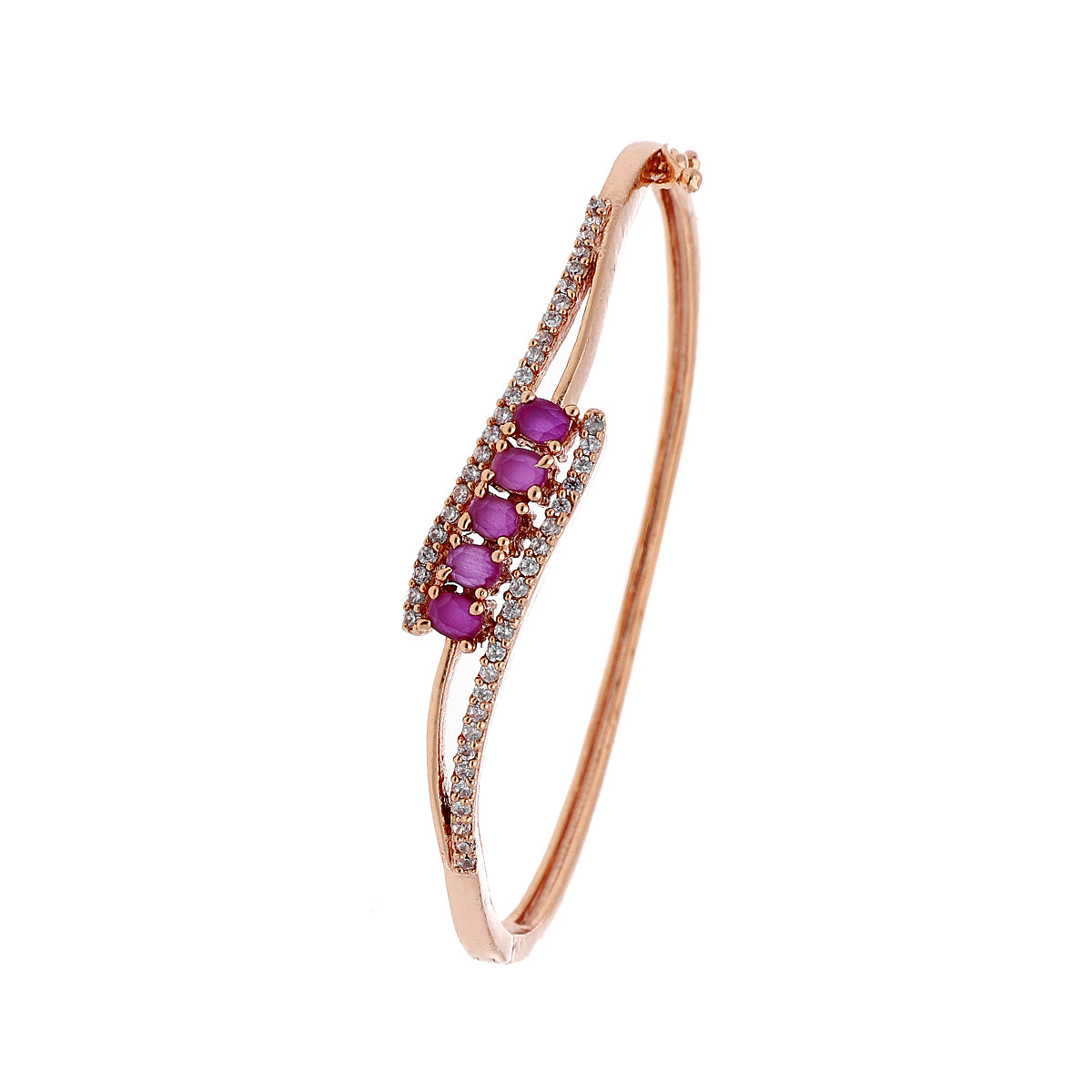 Gold Plated Modern Kada Cubic Zirconia Bracelet