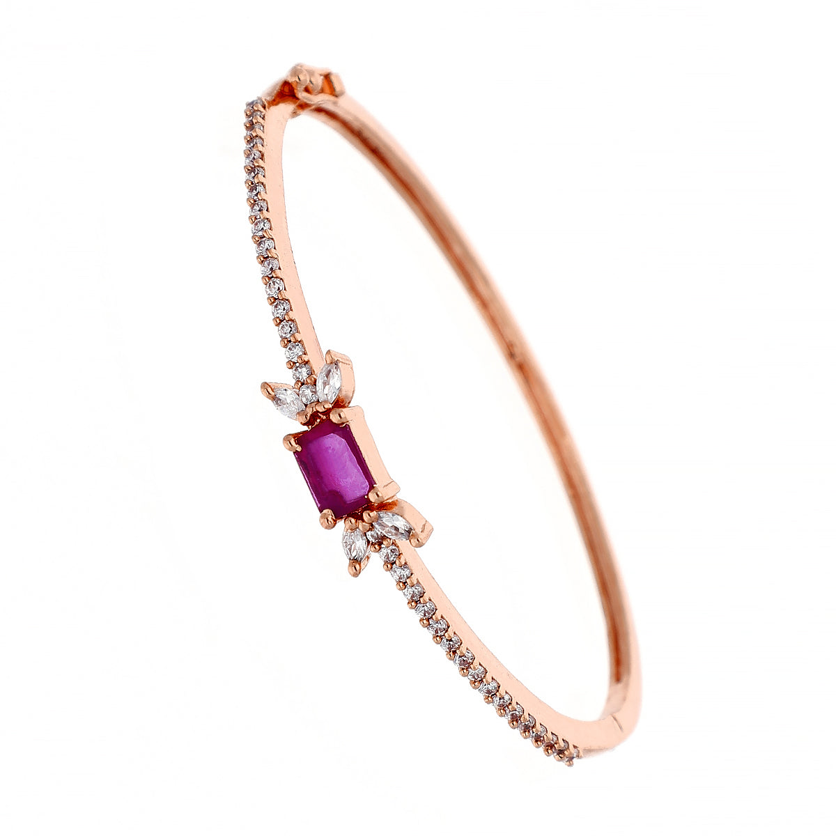Gold Plated Classic Kada Cubic Zirconia Bracelet