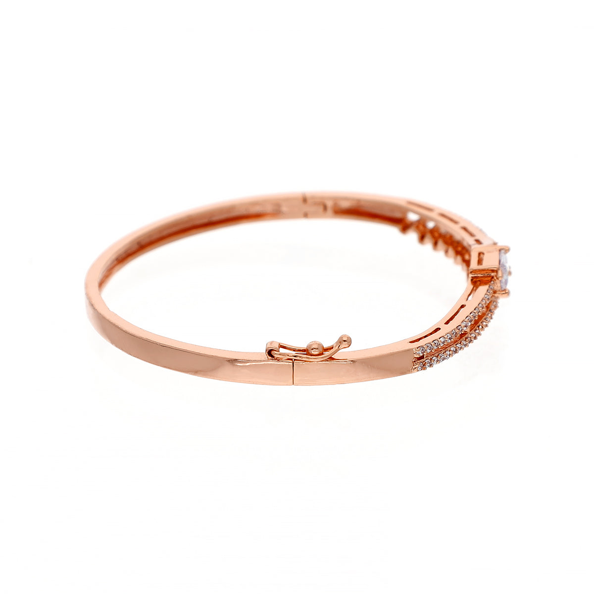 Gold Plated Pretty Kada Cubic Zirconia Bracelet
