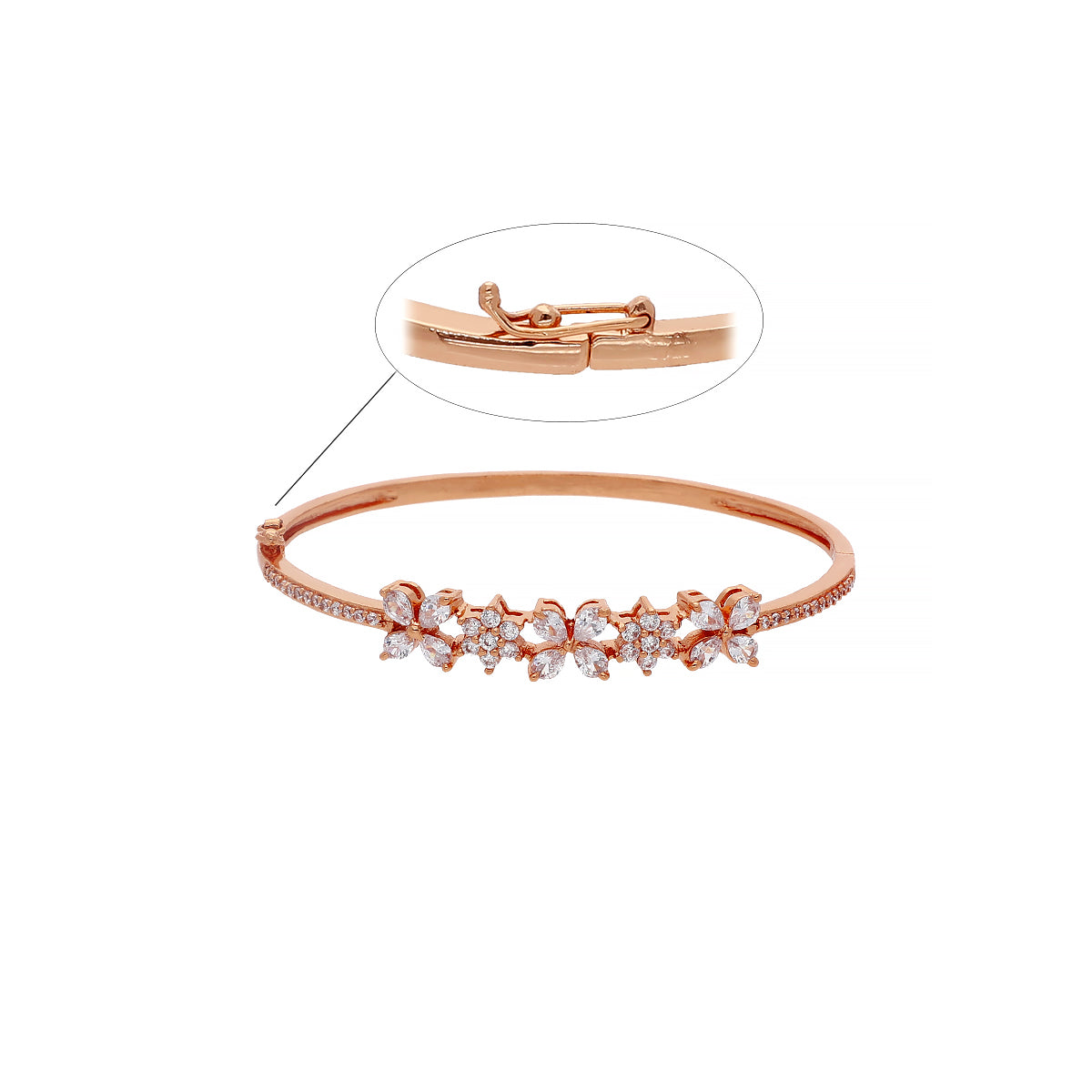 Rose Gold Plated Floral Stone Bracelet