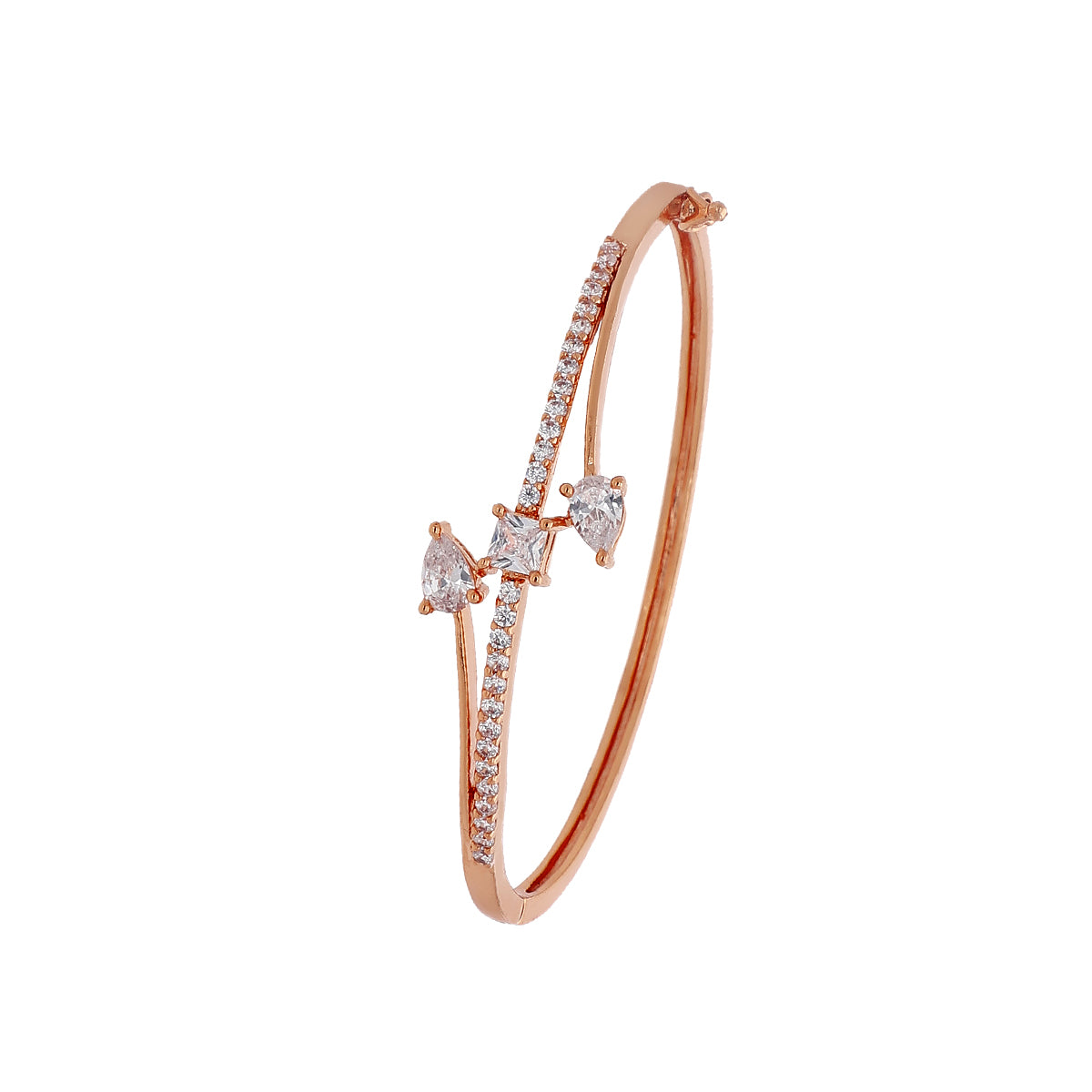 Gold Plated Statement Kada Cubic Zirconia Bracelet