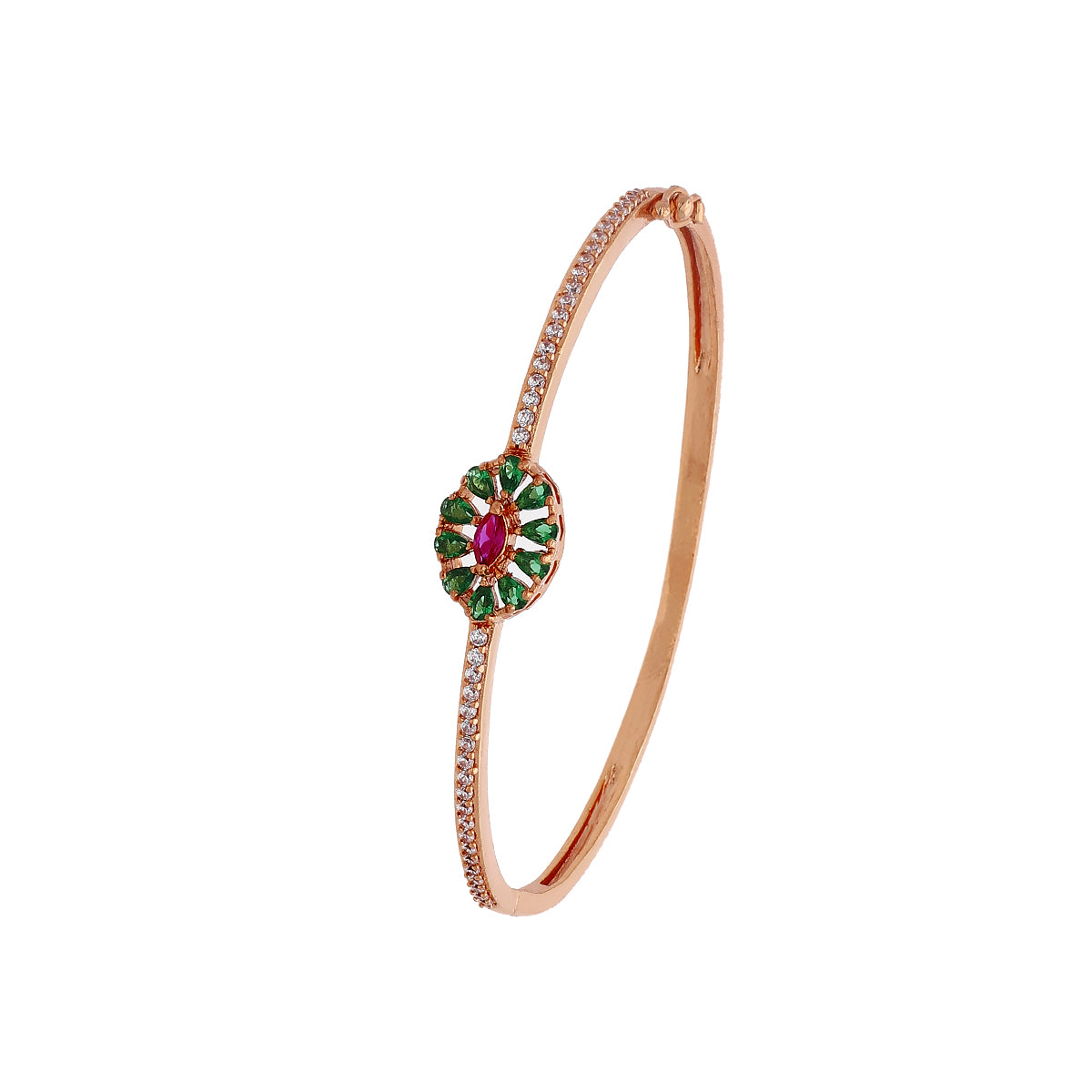 Rose Gold Plated Green Stone Bracelet