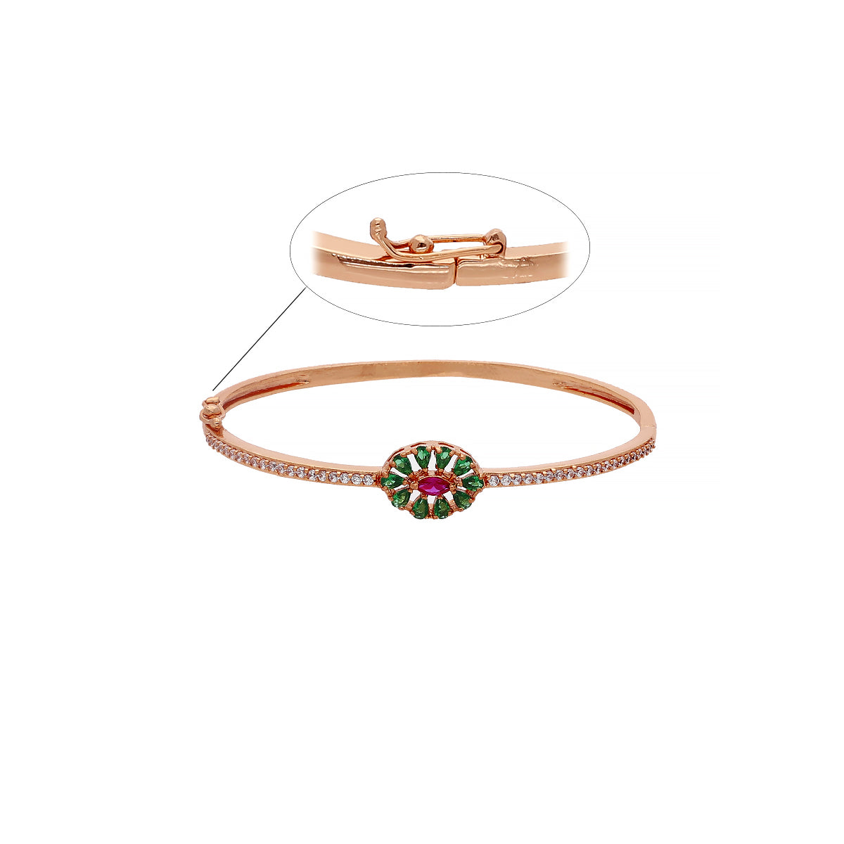 Rose Gold Plated Green Stone Bracelet