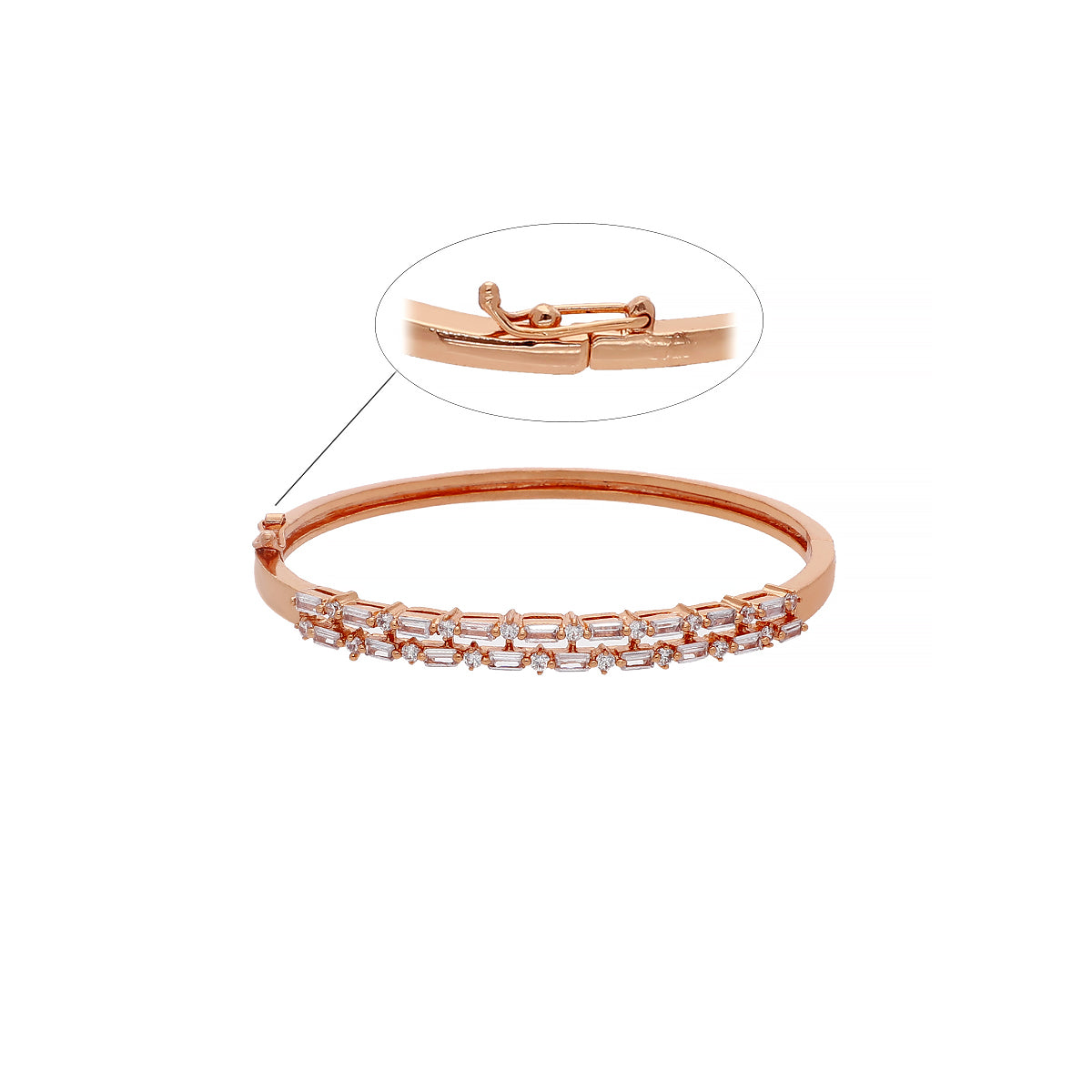 Gold Plated Dainty Kada Cubic Zirconia Bracelet