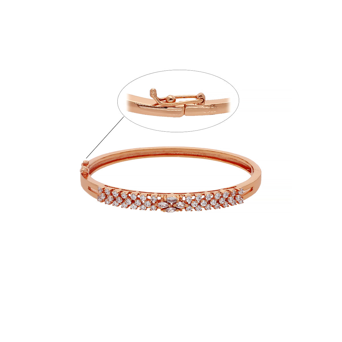Gold Plated Chic Kada Cubic Zirconia Bracelet