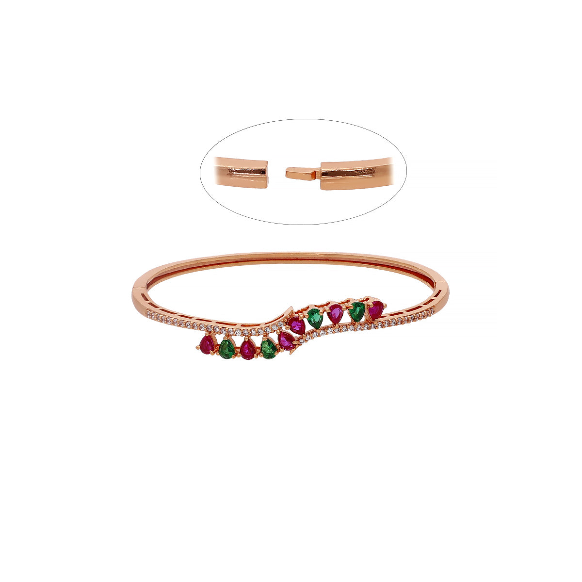Gold Plated Statement Kada Cubic Zirconia Bracelet