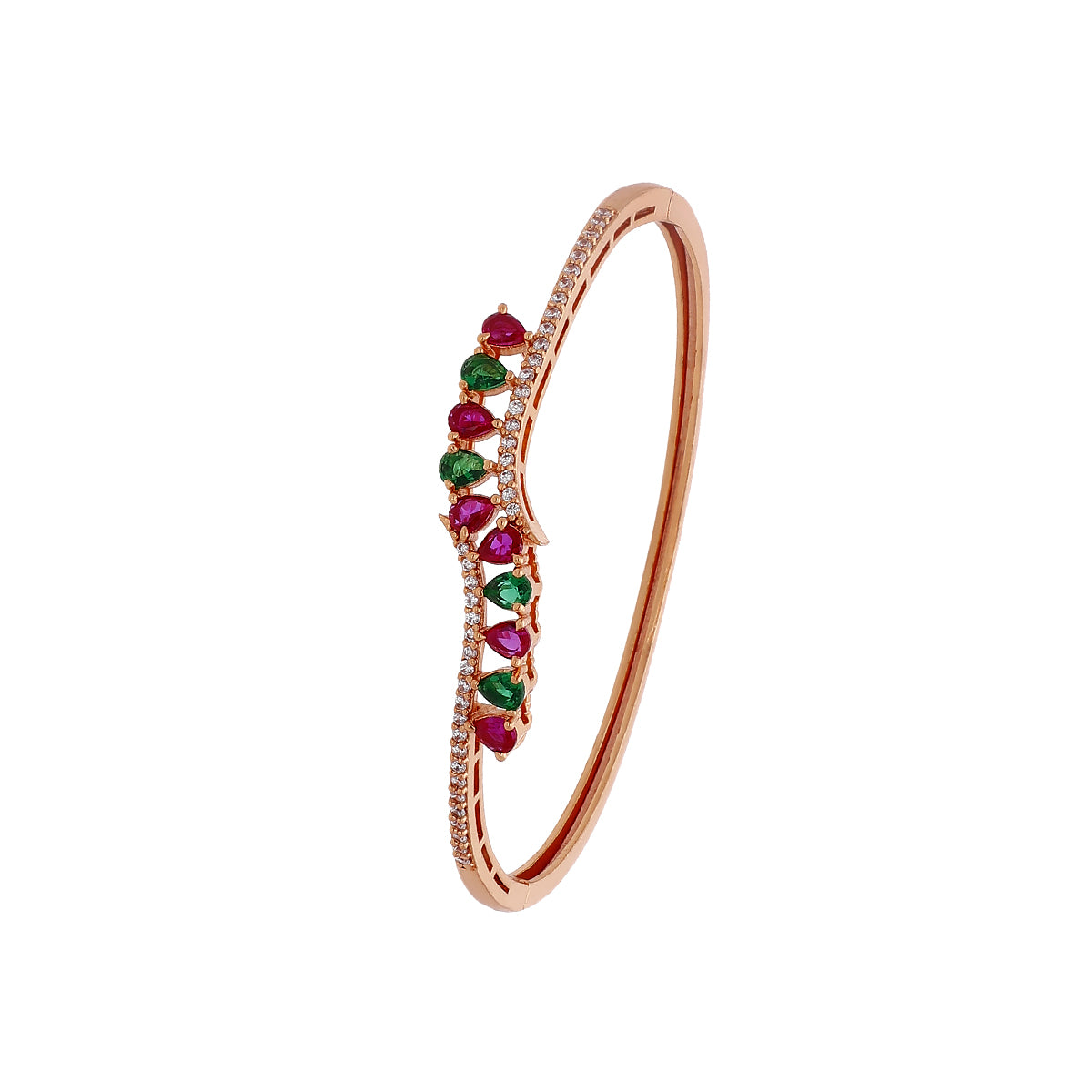 Gold Plated Statement Kada Cubic Zirconia Bracelet