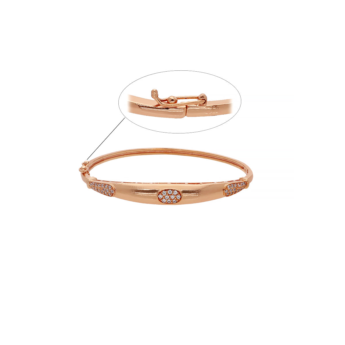 Gold Plated Modern Kada Cubic Zirconia Bracelet