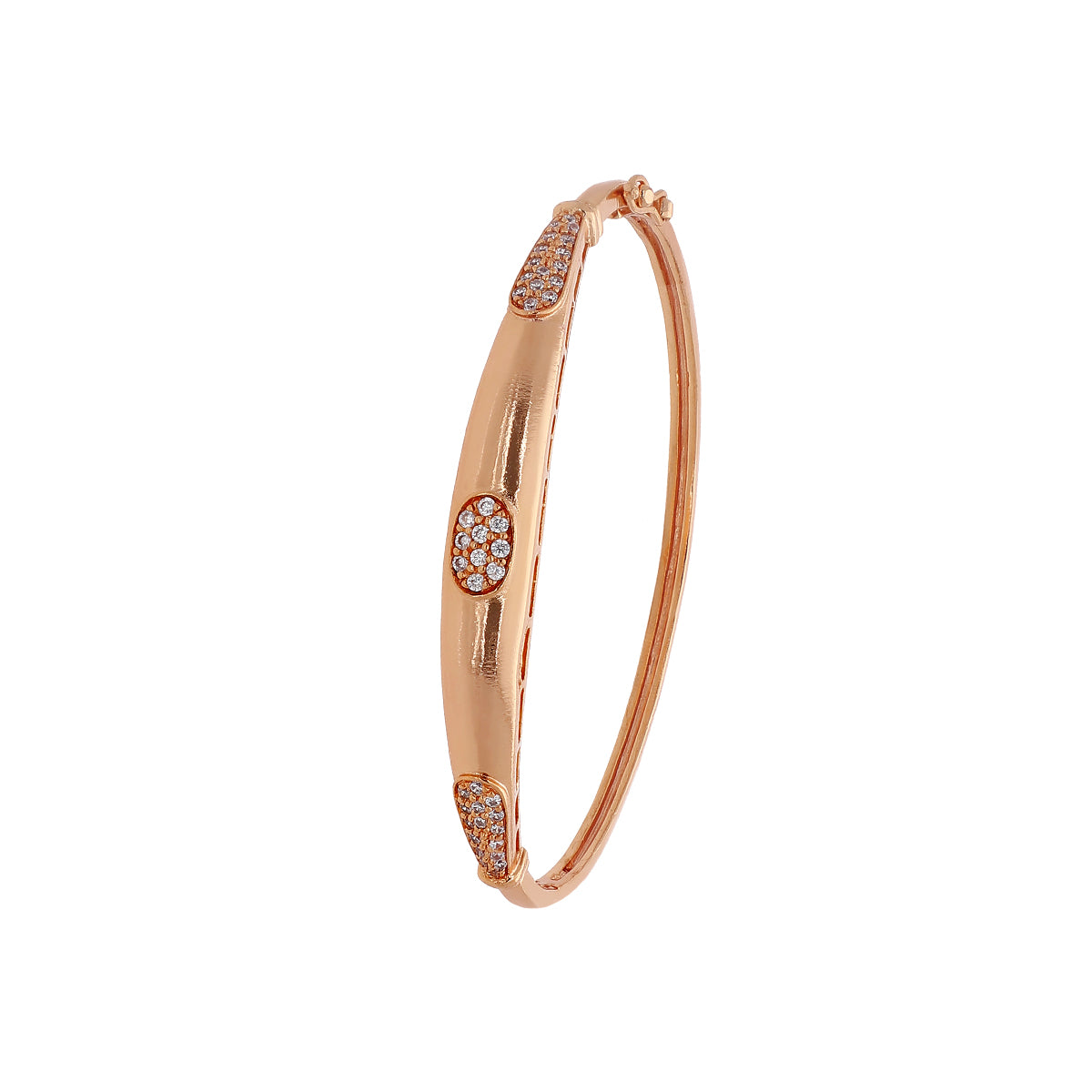 Gold Plated Modern Kada Cubic Zirconia Bracelet