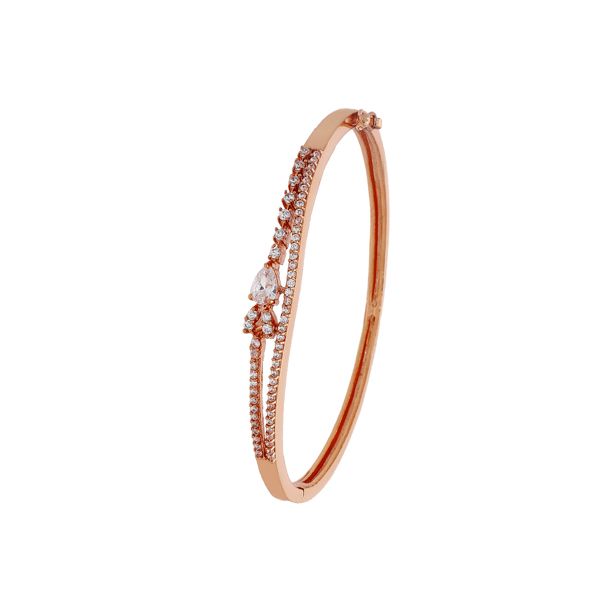 Gold Plated Classic Kada Cubic Zirconia Bracelet