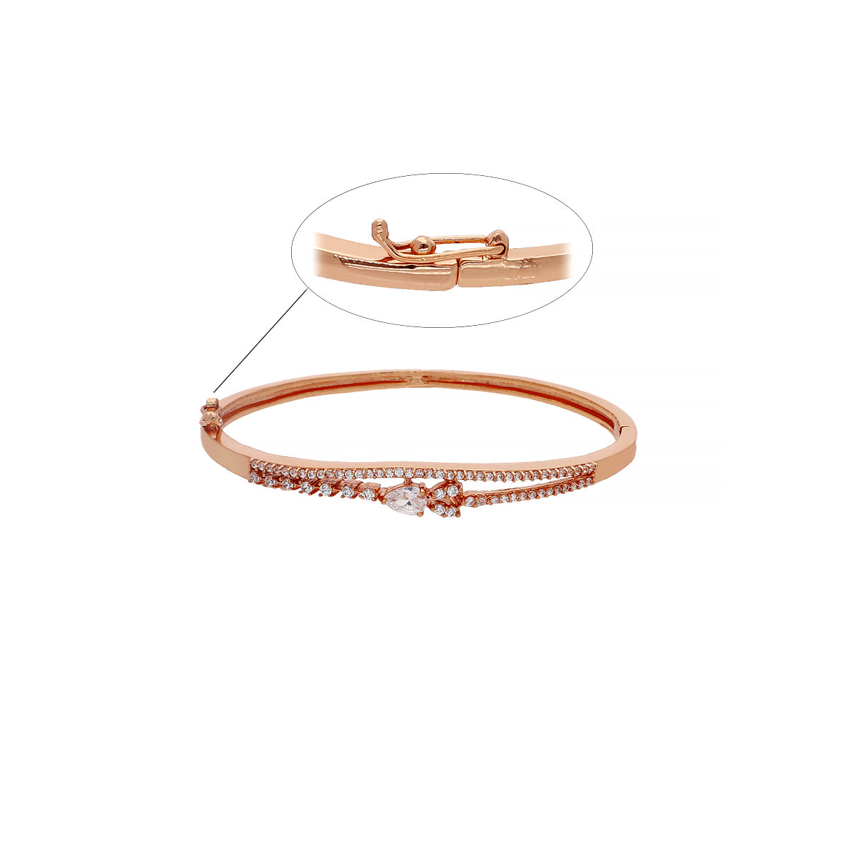 Gold Plated Classic Kada Cubic Zirconia Bracelet