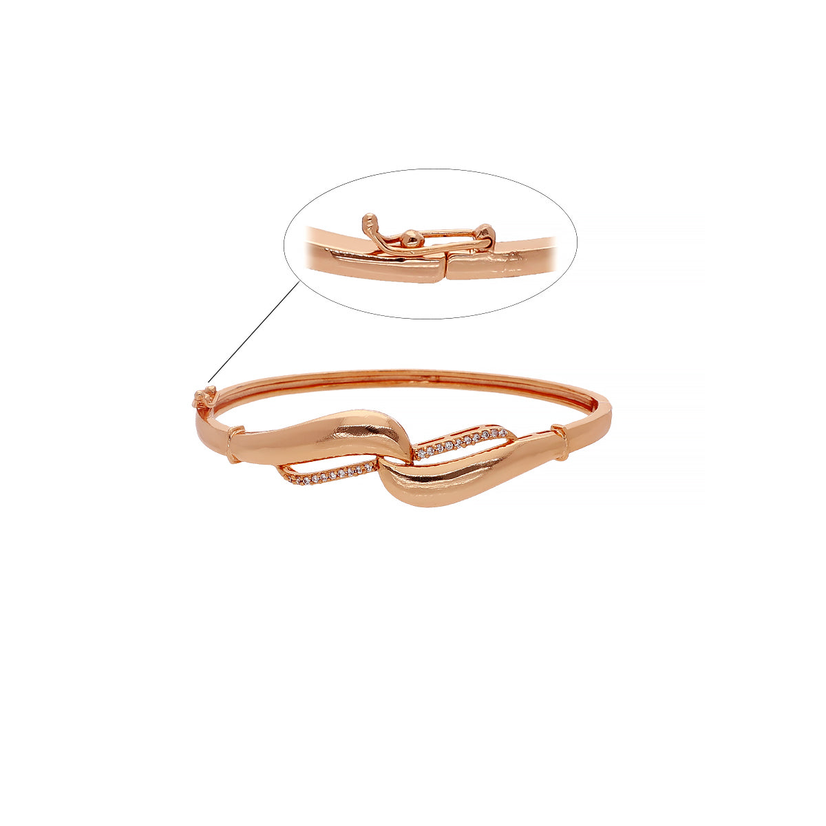Gold Plated Dainty Kada Cubic Zirconia Bracelet