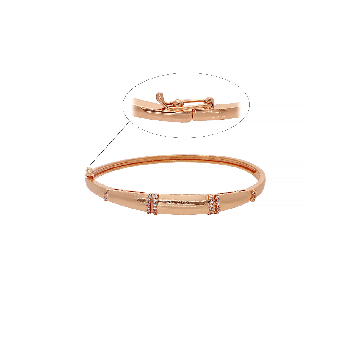 Gold Plated Pretty Kada Cubic Zirconia Bracelet