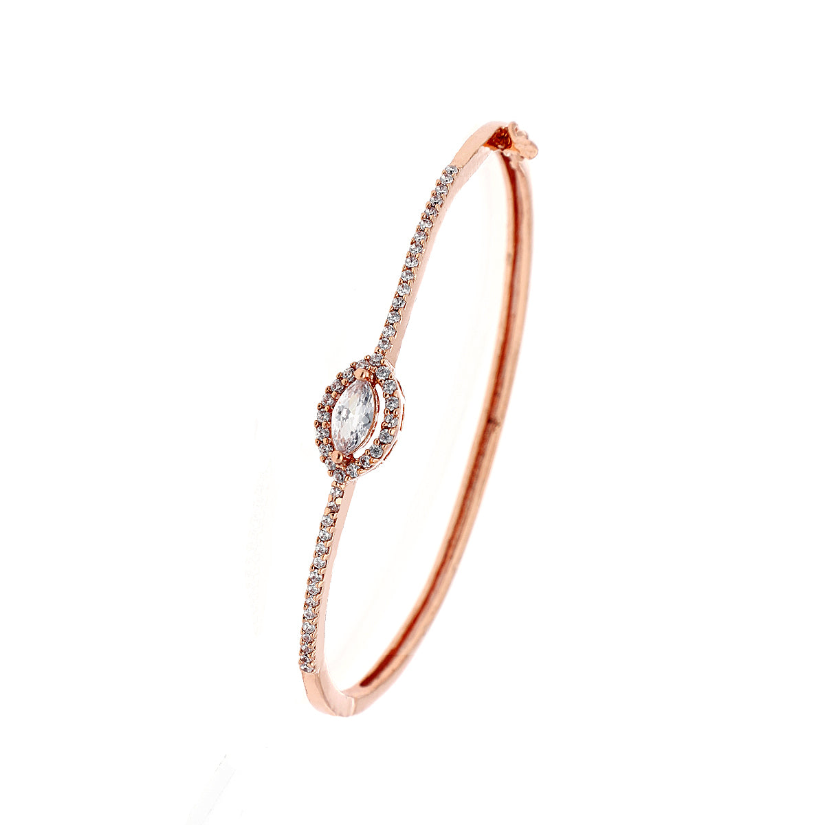 Gold Plated Statement Kada Cubic Zirconia Bracelet