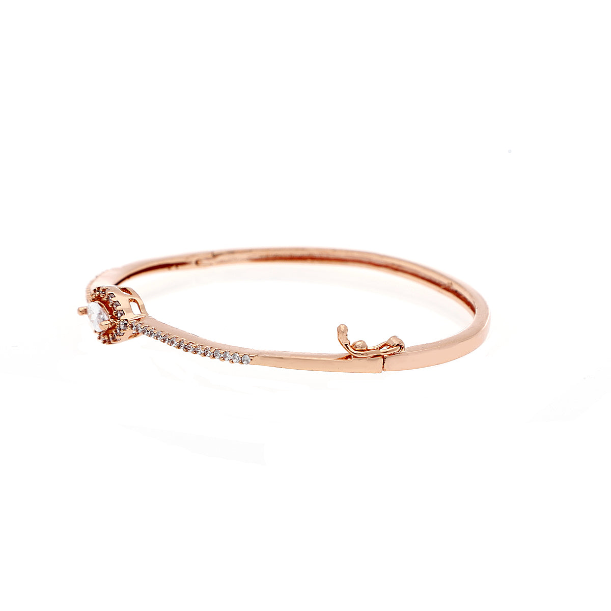 Gold Plated Statement Kada Cubic Zirconia Bracelet