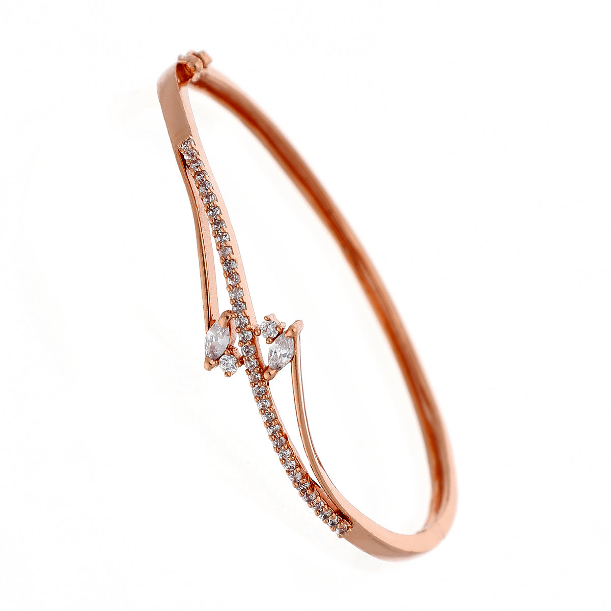 Gold Plated Modern Kada Cubic Zirconia Bracelet