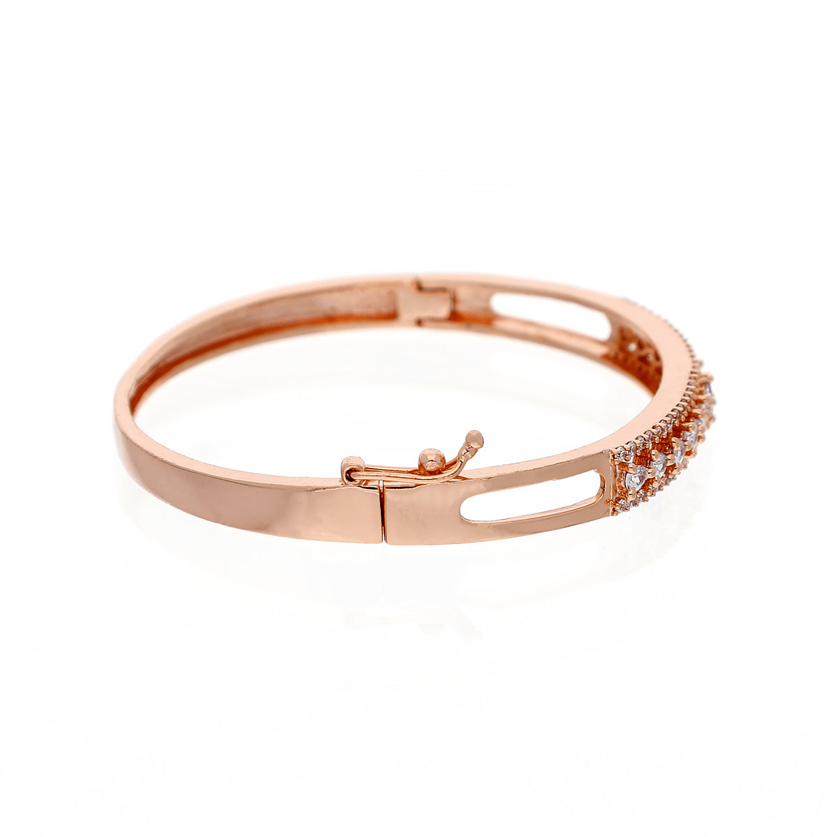 Gold Plated Statement Kada Cubic Zirconia Bracelet