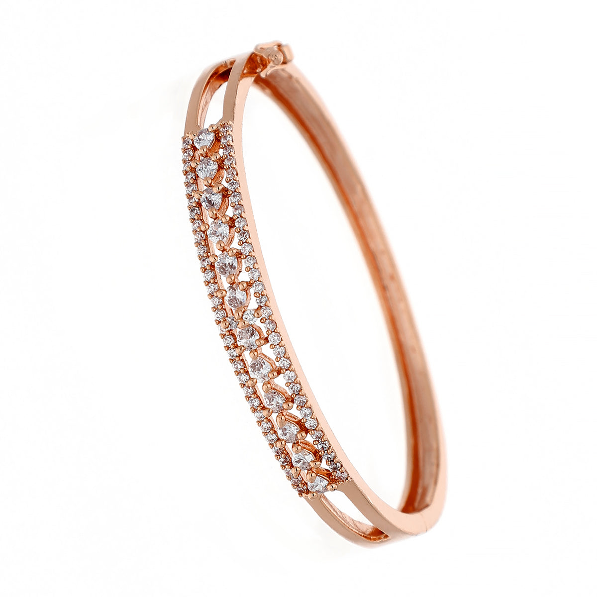 Gold Plated Statement Kada Cubic Zirconia Bracelet