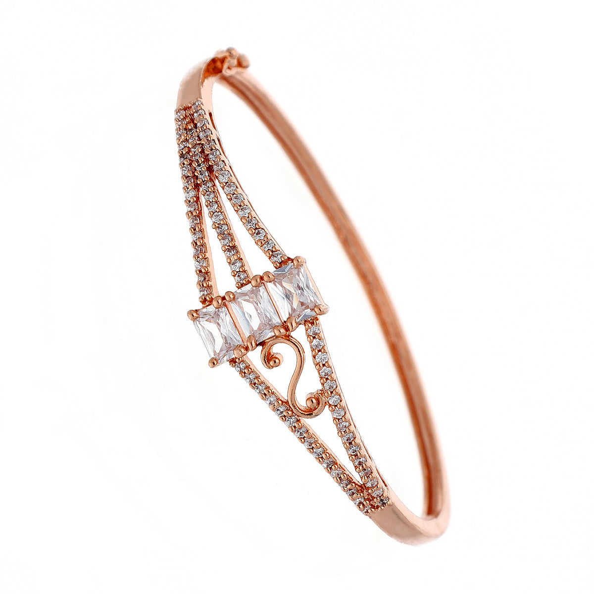 Gold Plated Festive Kada Cubic Zirconia Bracelet
