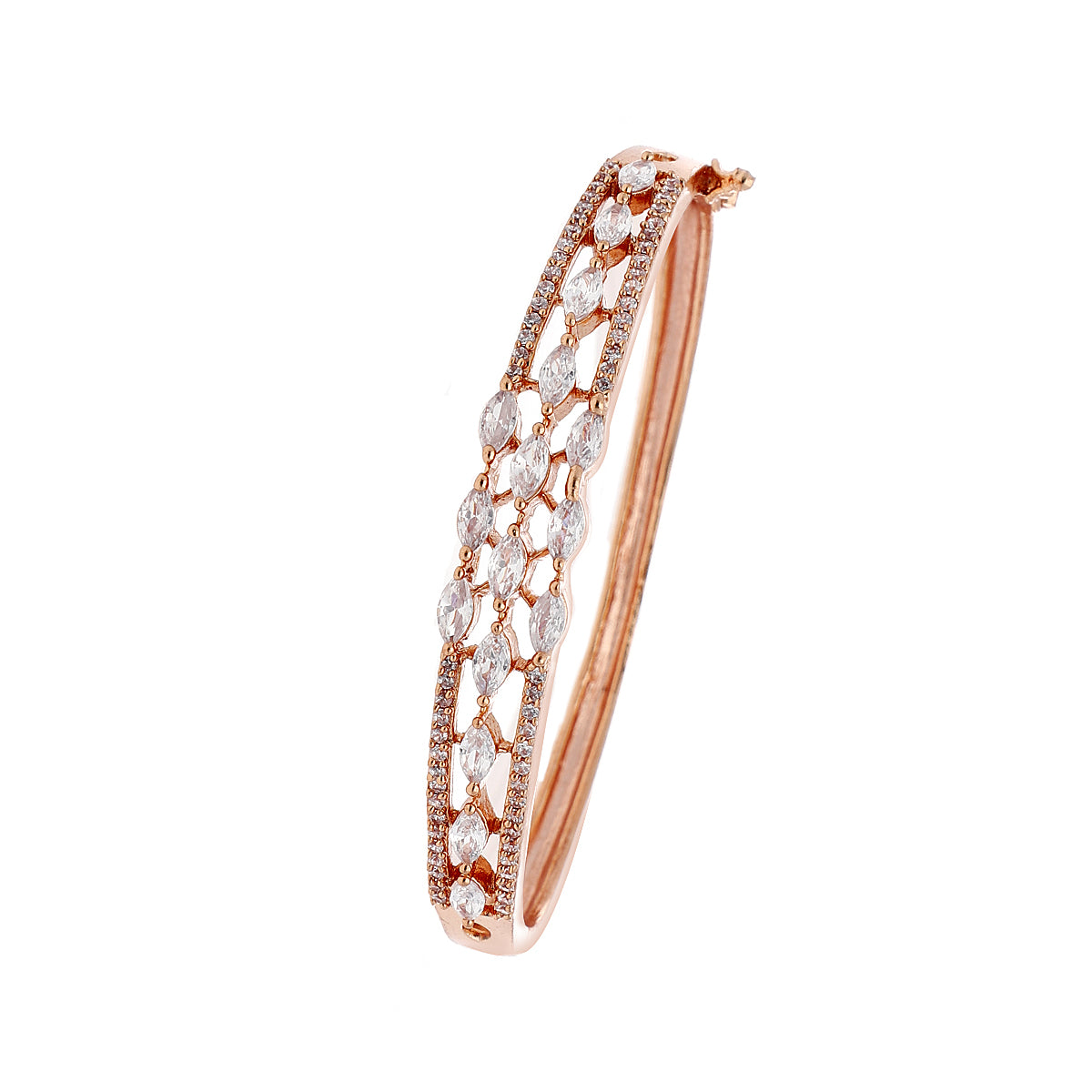 Gold Plated Pretty Kada Cubic Zirconia Bracelet