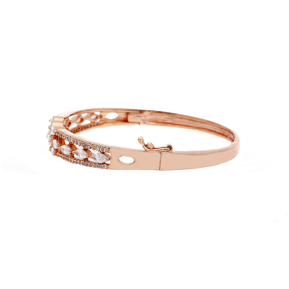 Gold Plated Pretty Kada Cubic Zirconia Bracelet