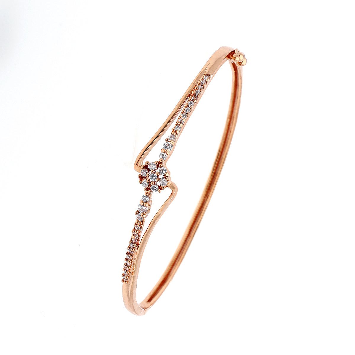 Gold Plated Modern Kada Cubic Zirconia Bracelet