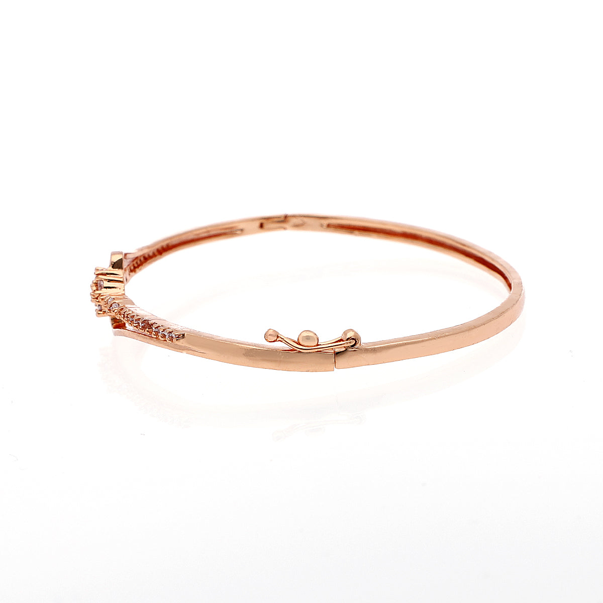 Gold Plated Modern Kada Cubic Zirconia Bracelet