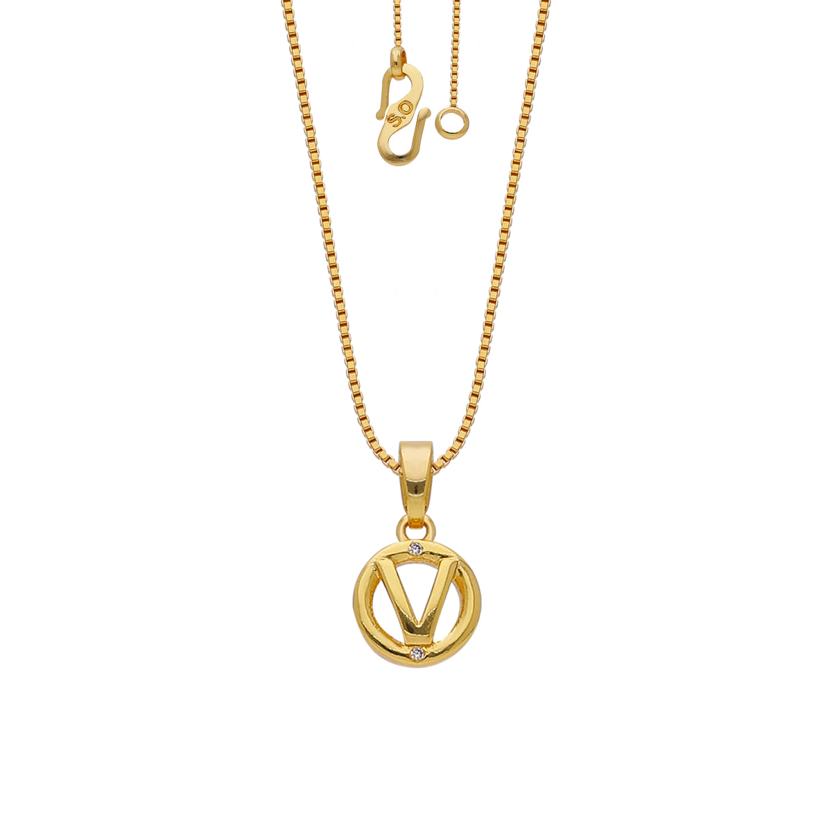 V Initial Necklace