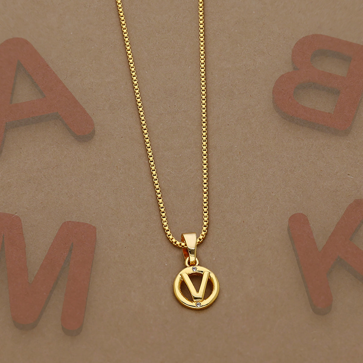 V Initial Necklace