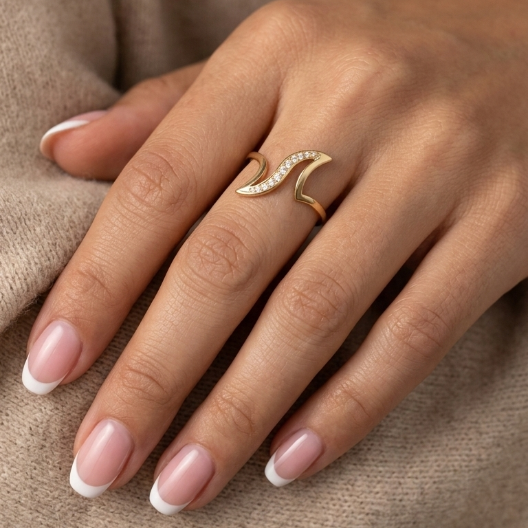 Gold Tone Double Curve Ring