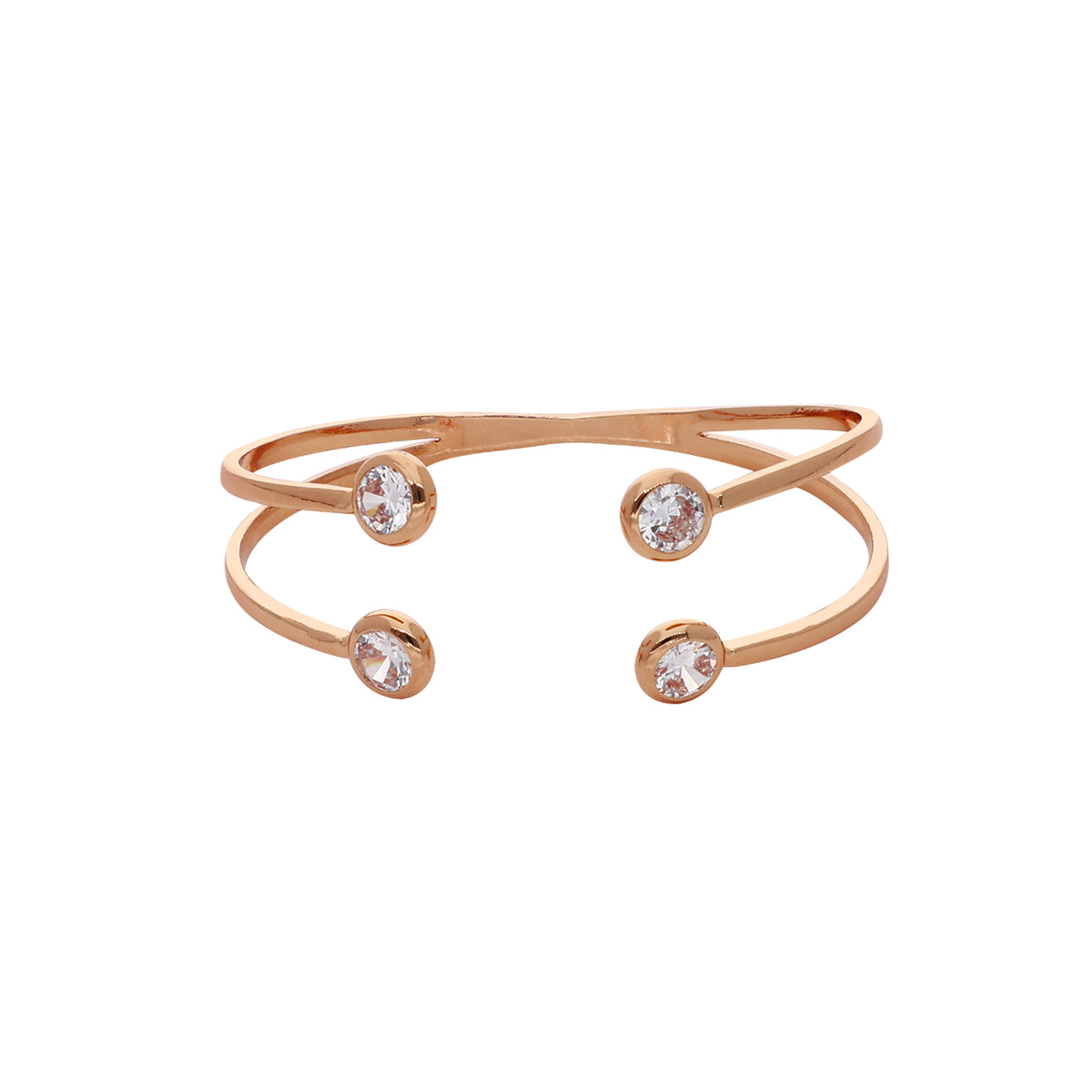 Gold Plated Chic Kada Cubic Zirconia Bracelet